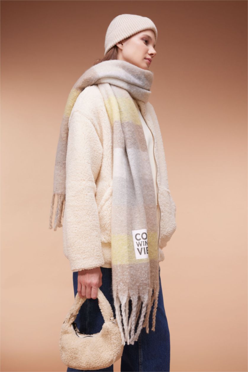 WOMAN Ecru Regular Fit Zipper Cardigan