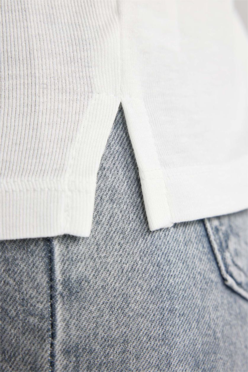 Женская Бежевый Майка с круглым вырезом