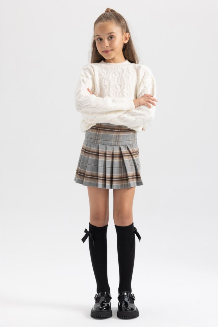 Девочки и подростки Бежевый Юбка в клетку для девочек
