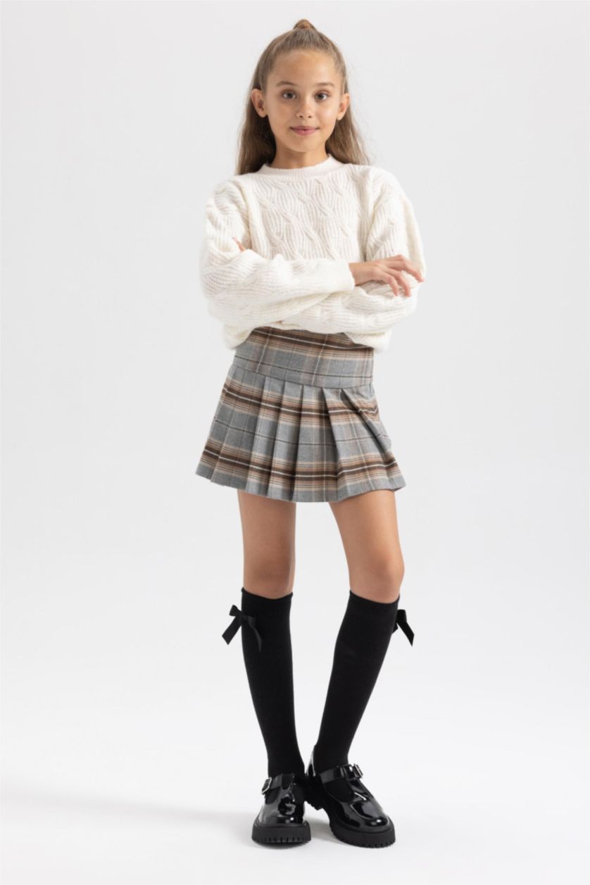 Девочки и подростки Бежевый Юбка в клетку для девочек