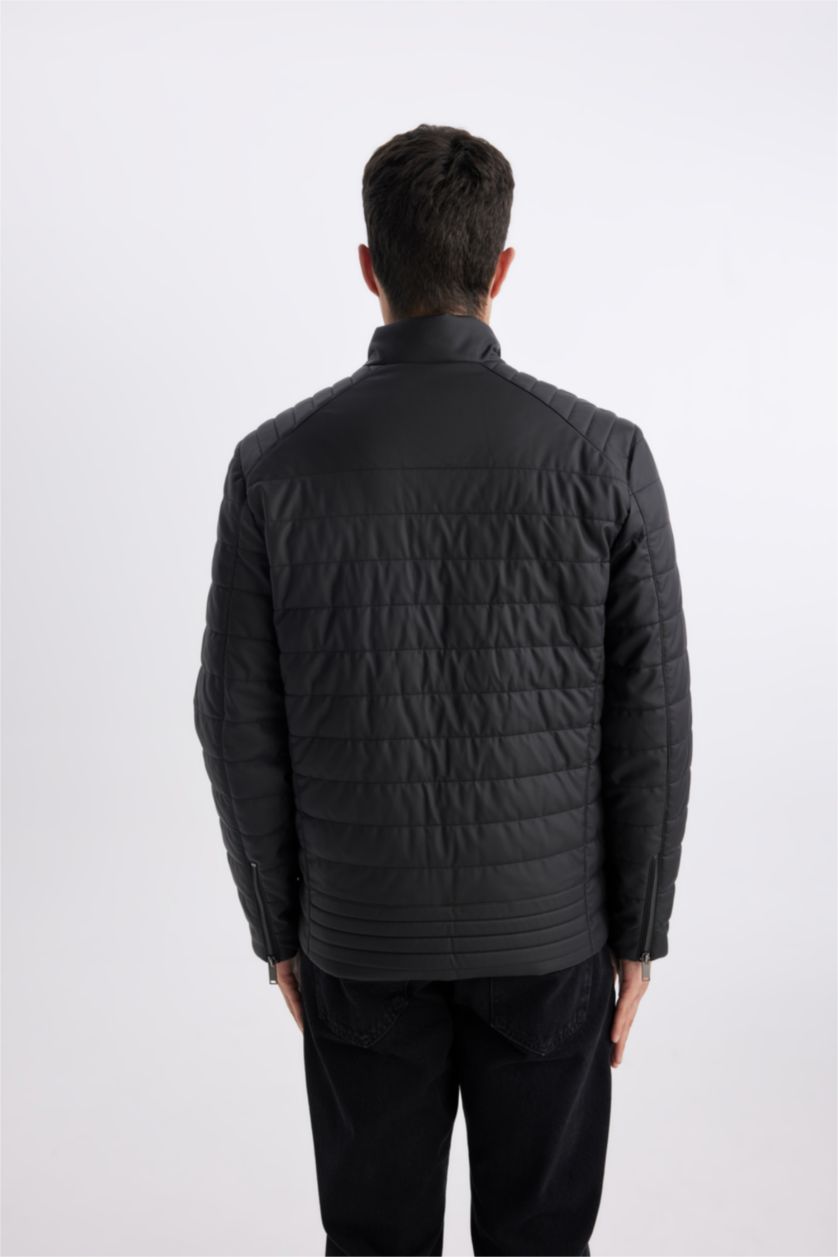 MAN Black Water Repellent Zipper Faux Leather Jacket