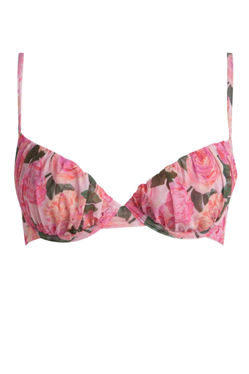 Kadın Pembe Fall in Love Kapsız Pedsiz Balenli Bra
