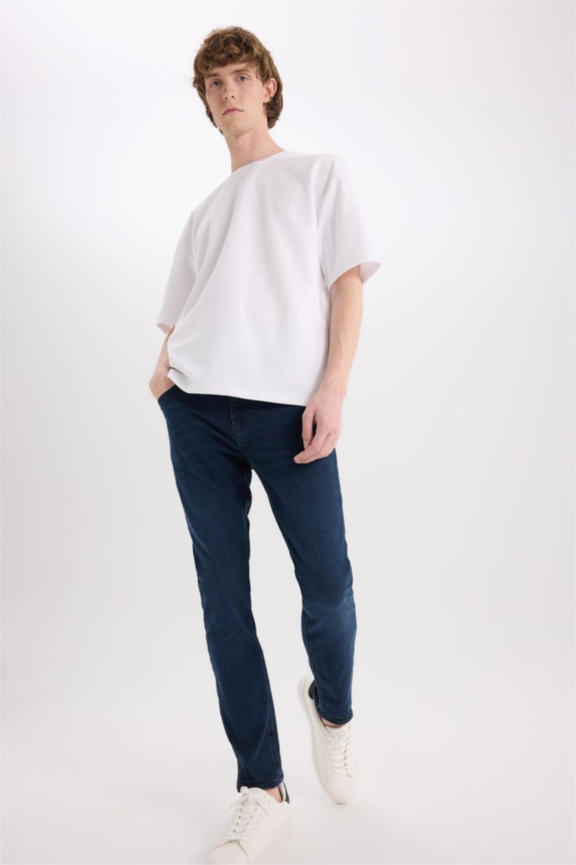 MAN Blue Black Carlo Skinny Fit Super Skinny Hem Denim Trousers