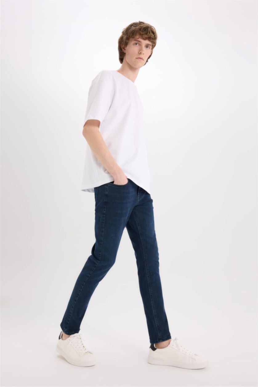 MAN Blue Black Carlo Skinny Fit Super Skinny Hem Denim Trousers