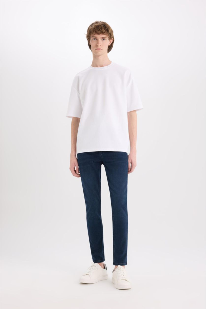 MAN Blue Black Carlo Skinny Fit Super Skinny Hem Denim Trousers