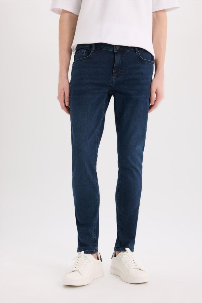 MAN Blue Black Carlo Skinny Fit Super Skinny Hem Denim Trousers