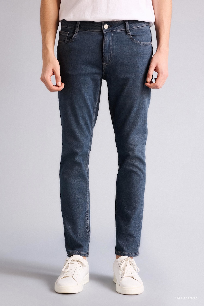 Men Blue Grey Pedro Slim Fit Jeans