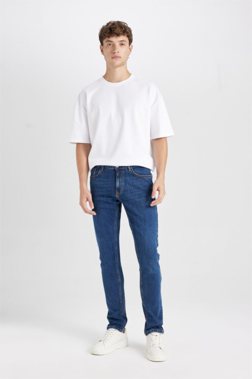 HOMME Bleu Foncé Pantalon Jean Pedro à Coupe slim
