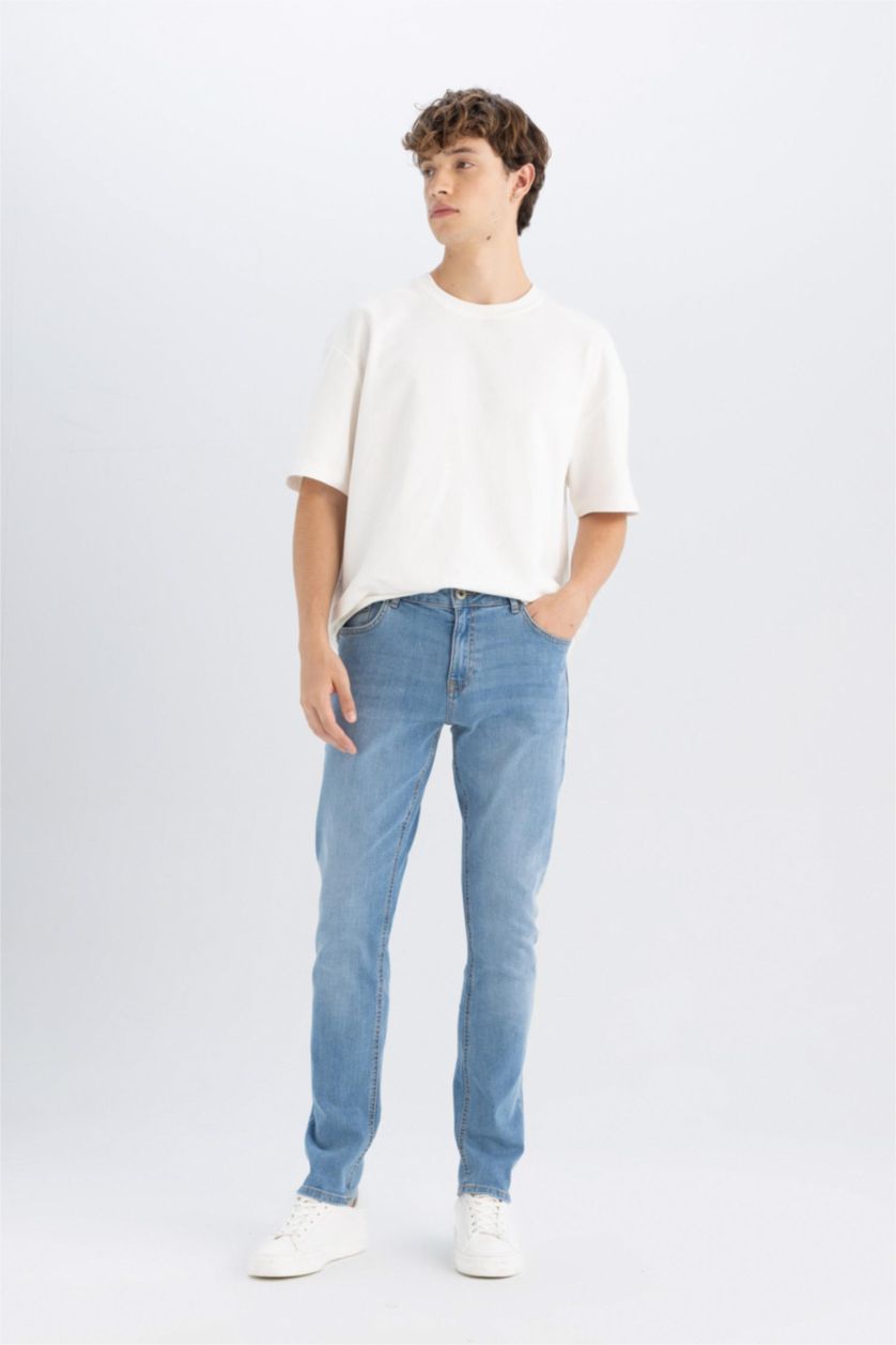 MAN Light Blue Pedro Slim Fit Super Skinny Leg Denim Trousers