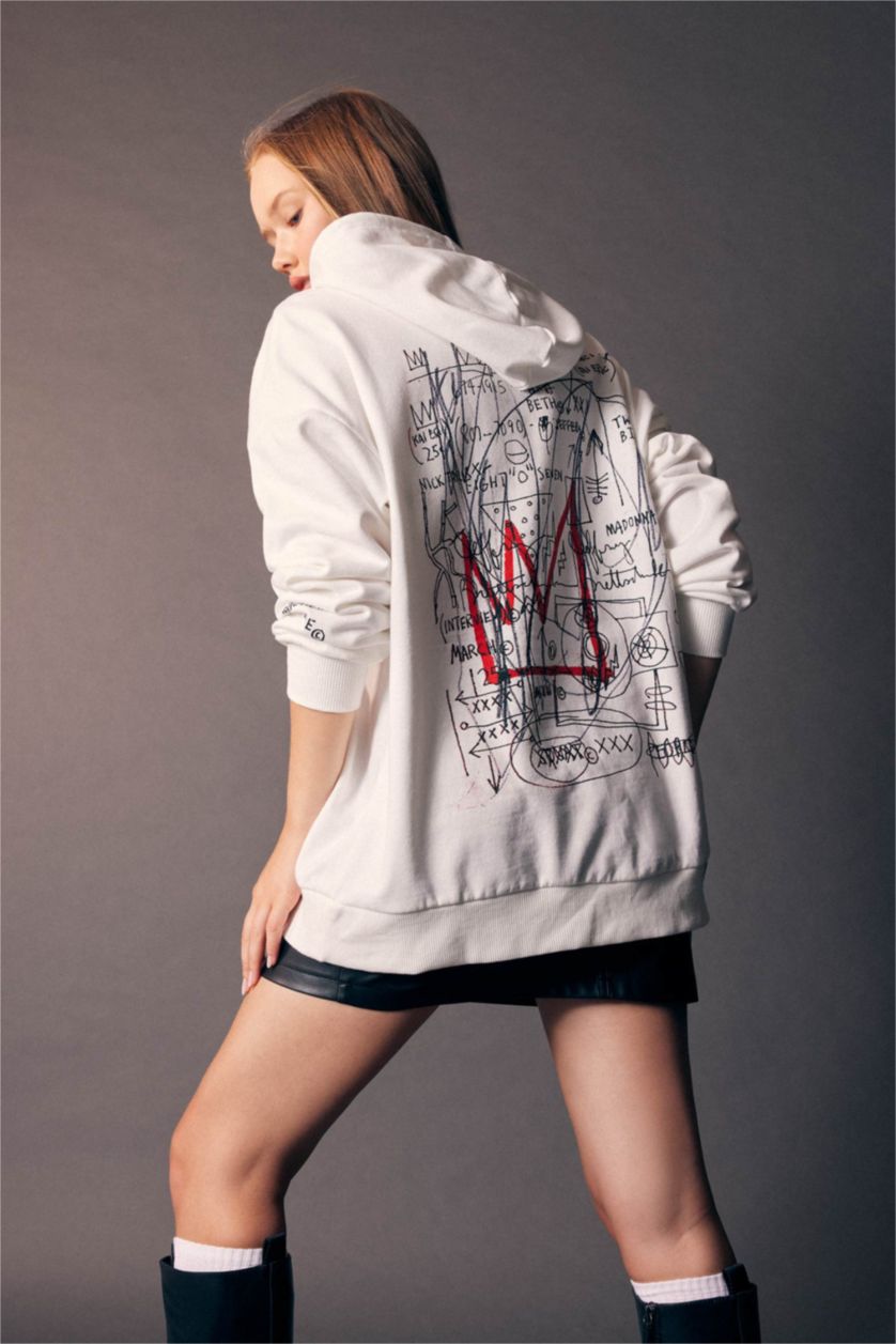 Женская Кремовый Свитшот оверсайз Michel Basquiat с капюшоном, Coool