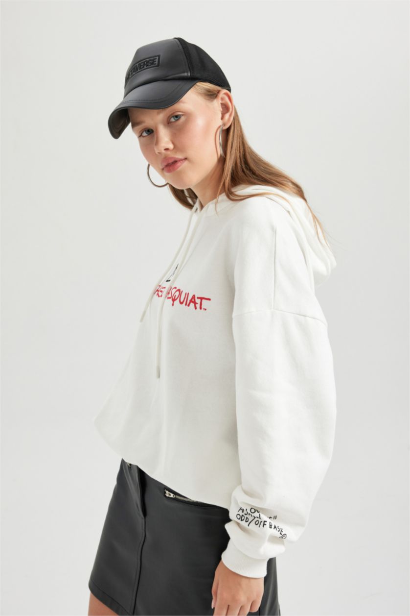 Женская Кремовый Свитшот оверсайз Michel Basquiat с капюшоном, Coool
