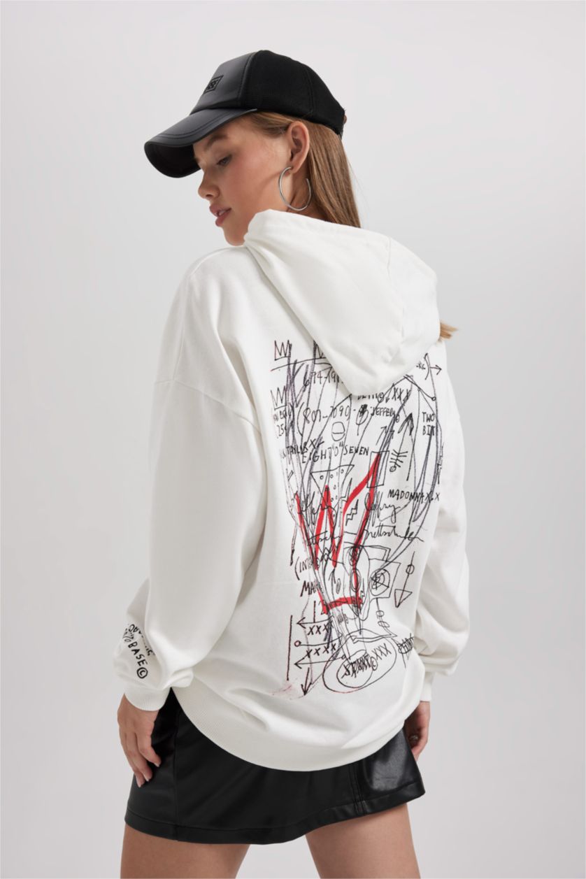 Женская Кремовый Свитшот оверсайз Michel Basquiat с капюшоном, Coool