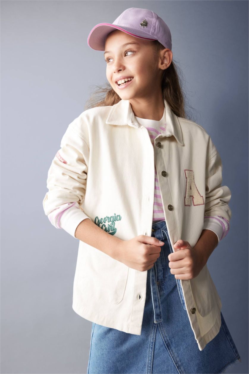 FILLES Écru Chemise Gabardine à Manches Longues Pour Fille