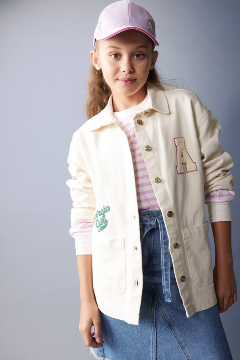 FILLES Écru Chemise Gabardine à Manches Longues Pour Fille