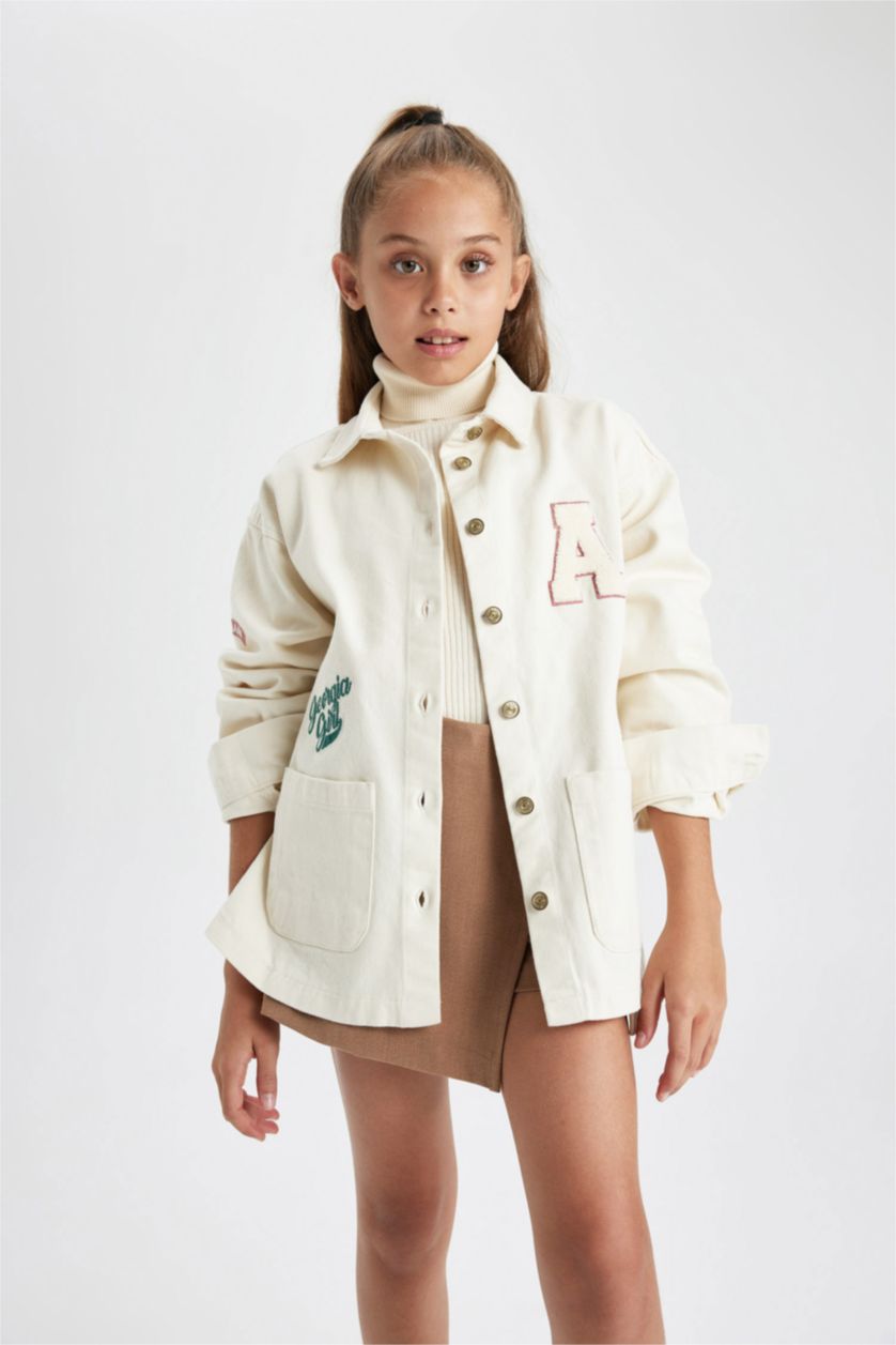 FILLES Écru Chemise Gabardine à Manches Longues Pour Fille