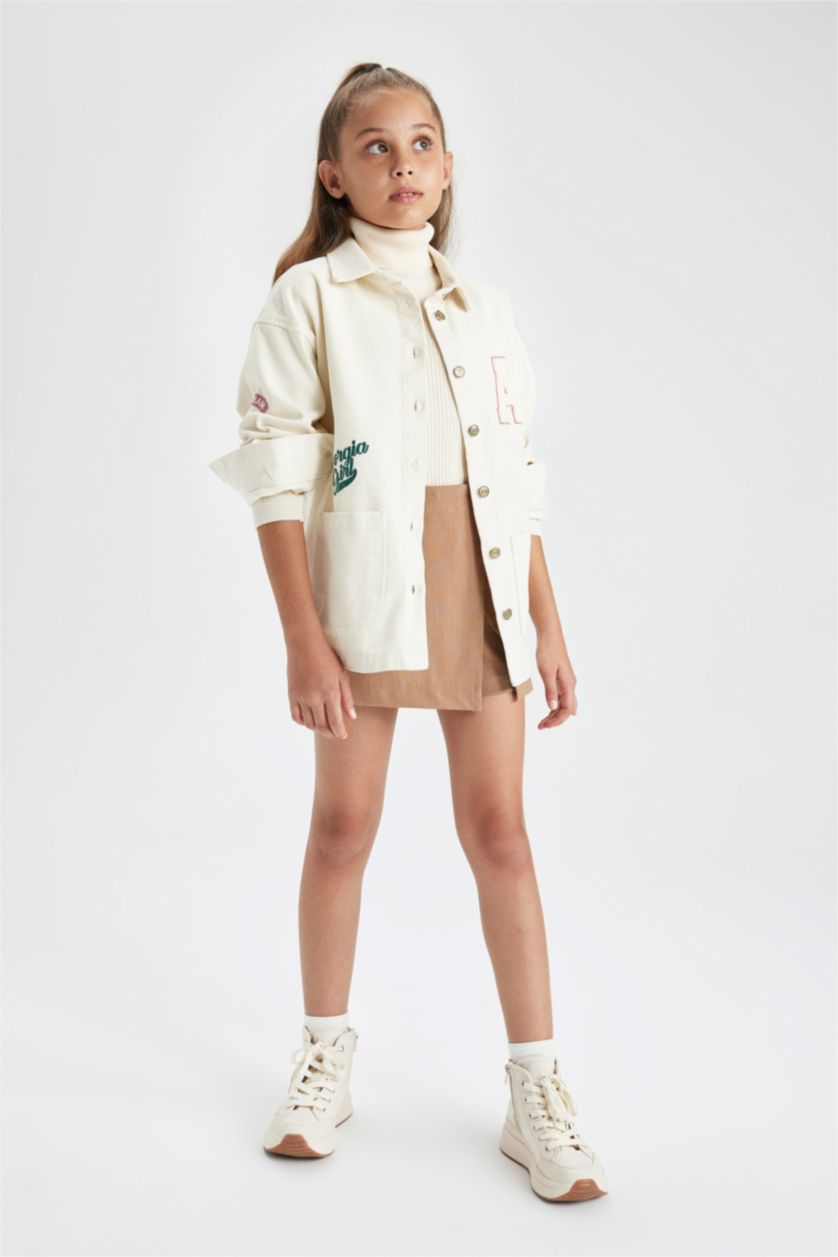 FILLES Écru Chemise Gabardine à Manches Longues Pour Fille