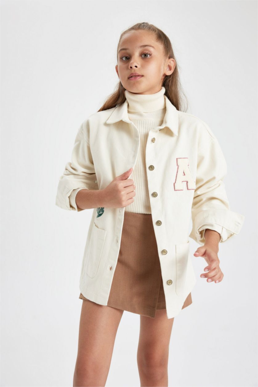 FILLES Écru Chemise Gabardine à Manches Longues Pour Fille