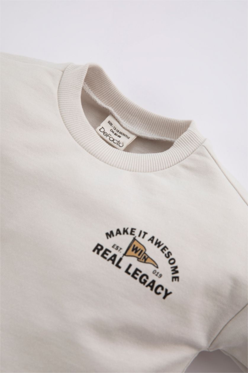 BÉBÉ GARÇON Gris Ensemble De Sweat-Shirt Et Pantalon De Survêtement Imprimé Pour Bébé Garçon - 2 Pièces