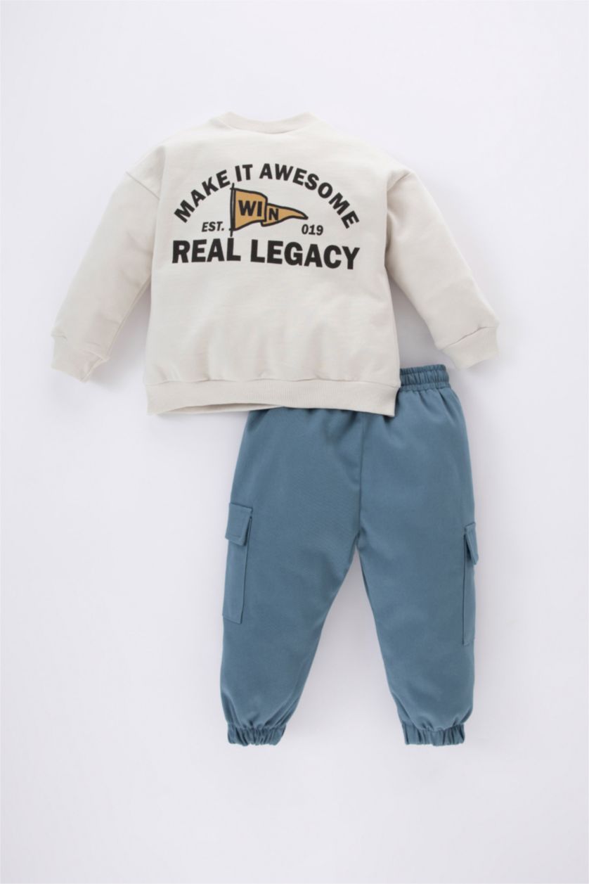 BÉBÉ GARÇON Gris Ensemble De Sweat-Shirt Et Pantalon De Survêtement Imprimé Pour Bébé Garçon - 2 Pièces