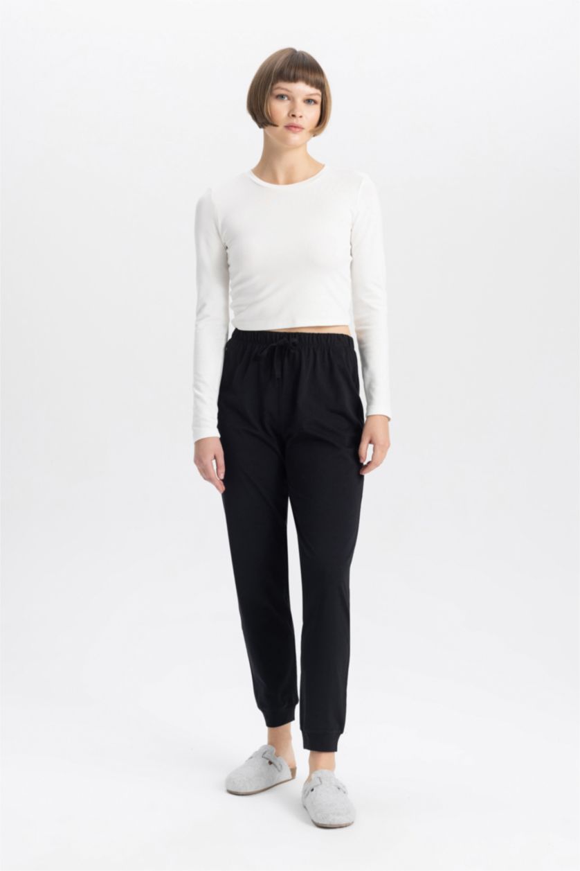 WOMAN Black Regular Fit Knitted Bottoms