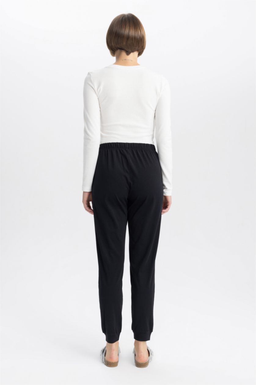 WOMAN Black Regular Fit Knitted Bottoms