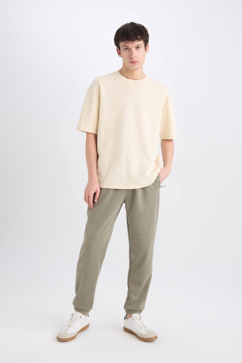 رجال كاكي فاتح بنطلون بجامة رياضي قصة عادية بجيب