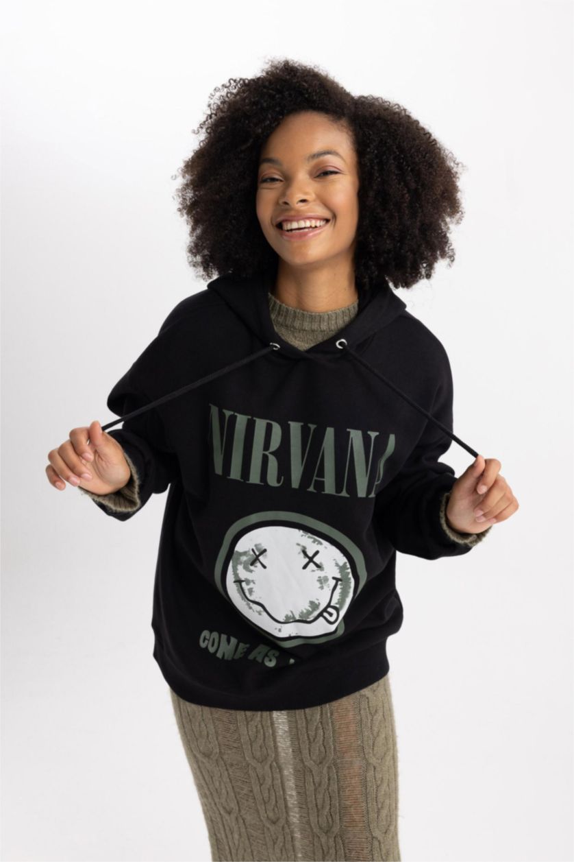 Woman Black Oversize Fit Thick Sweatshirt Fabric Sweatshirt
