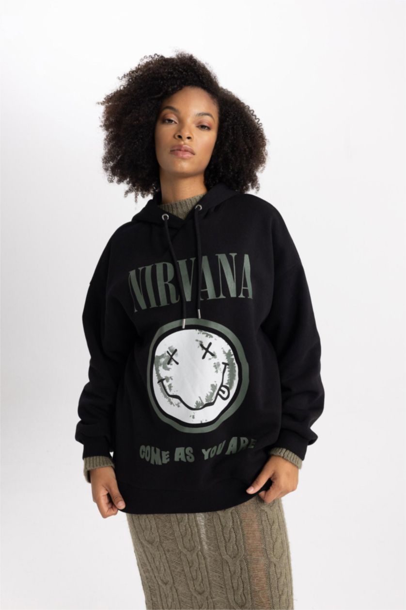 Woman Black Oversize Fit Thick Sweatshirt Fabric Sweatshirt