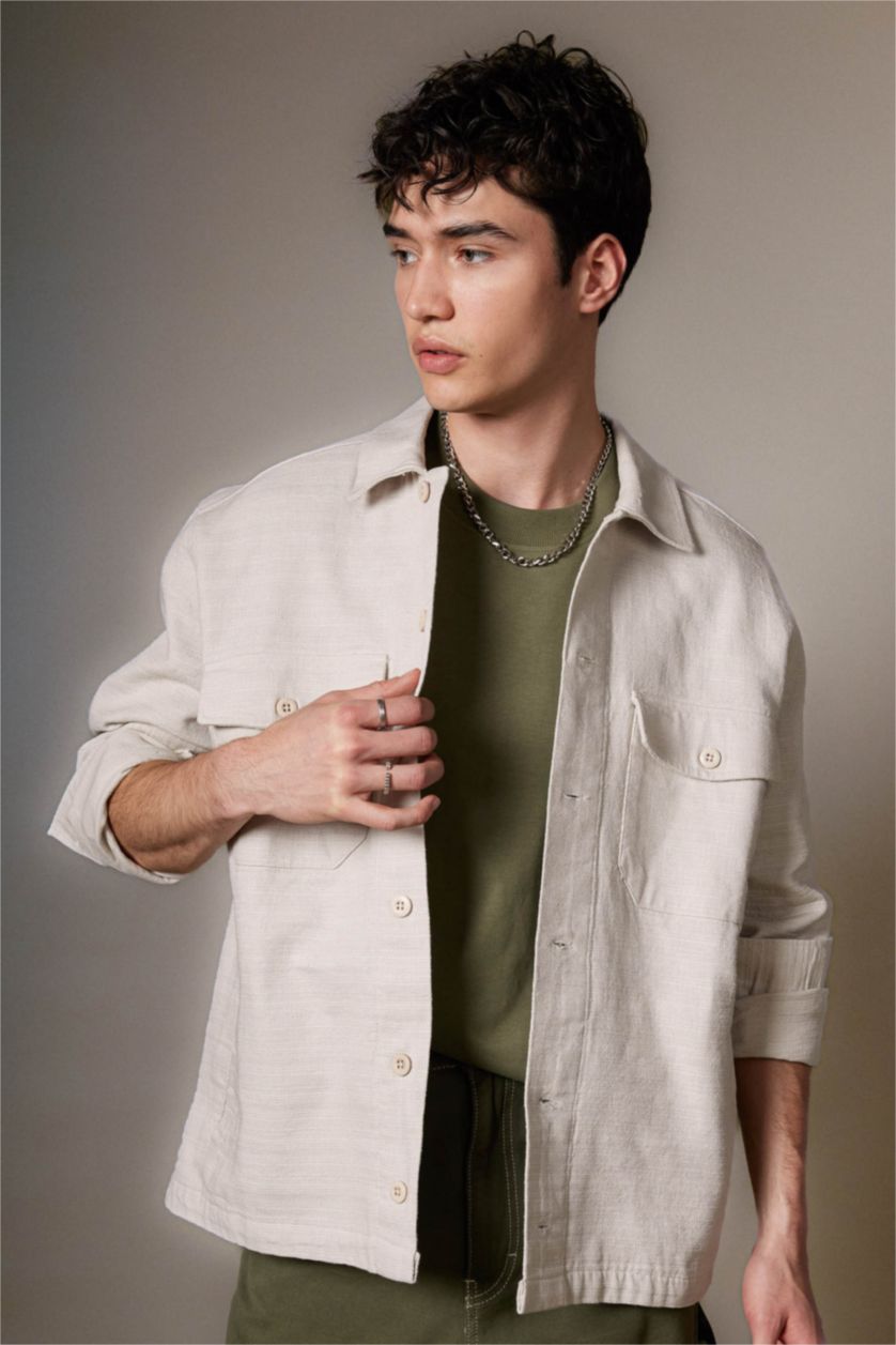 MAN Stone Relax Fit Cotton Long Sleeve Shirt