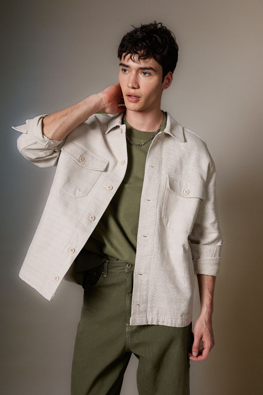 MAN Stone Relax Fit Cotton Long Sleeve Shirt