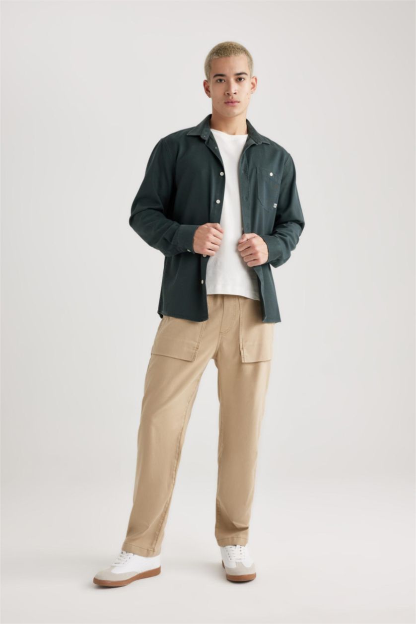 Man Dark Green Regular Fit Sensual Long Sleeve Shirt