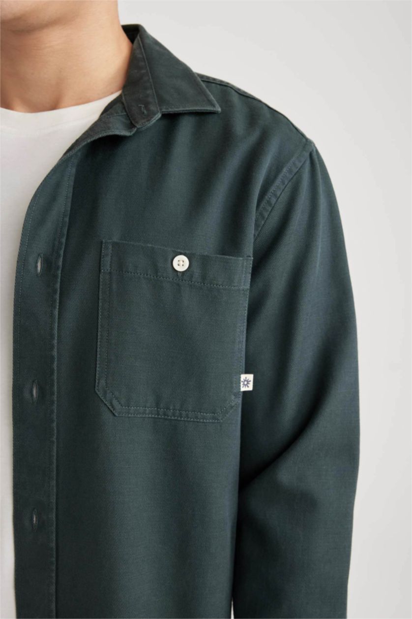 Man Dark Green Regular Fit Sensual Long Sleeve Shirt