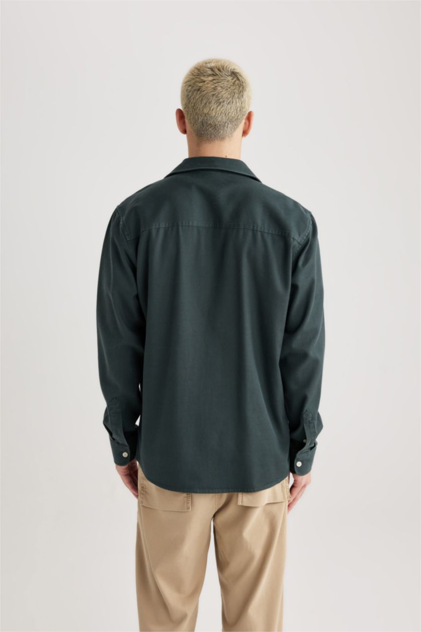 Man Dark Green Regular Fit Sensual Long Sleeve Shirt