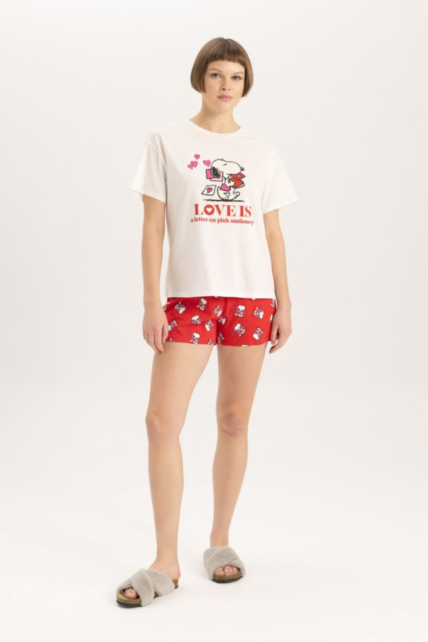 FEMME Rouge 2 T-Shirts Coupe Régulière à manches courtes Snoopy
