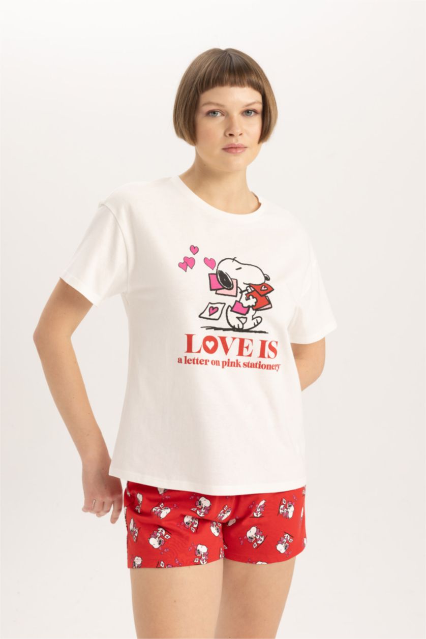 FEMME Rouge 2 T-Shirts Coupe Régulière à manches courtes Snoopy