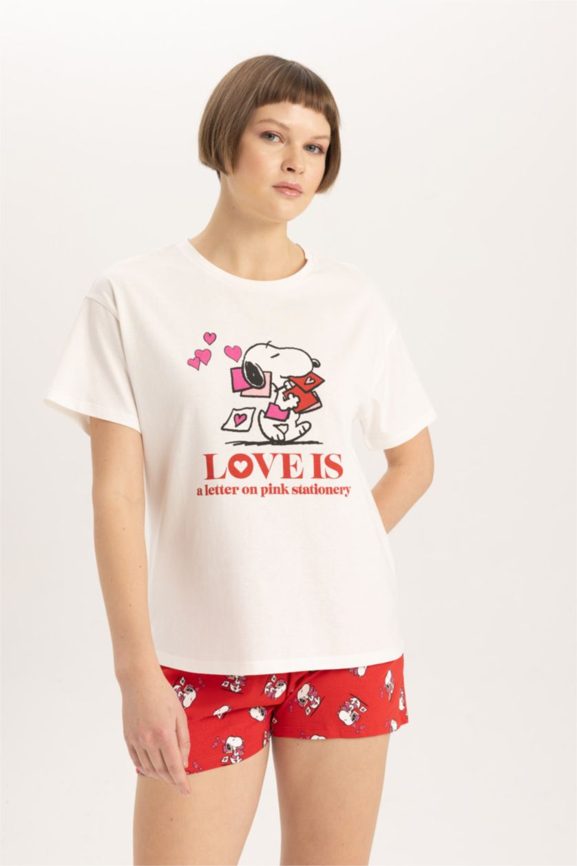 FEMME Rouge 2 T-Shirts Coupe Régulière à manches courtes Snoopy