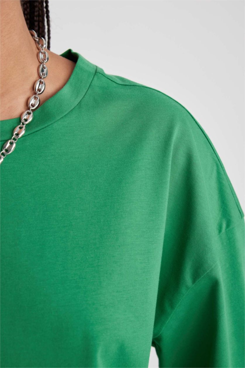 Женщины Зеленый Oversize Fit Cotton Short Sleeve T-Shirt