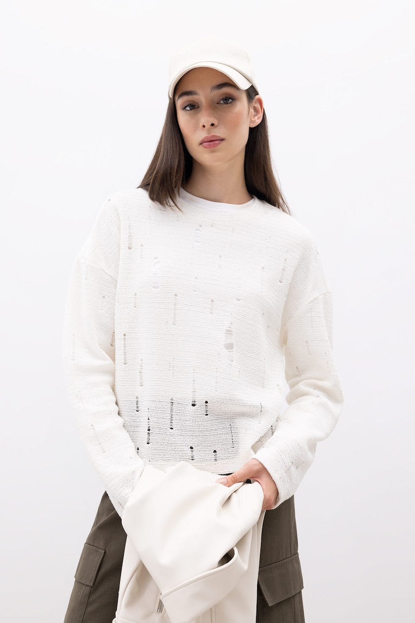 Woman Ecru Regular Fit Long Sleeve Tunic