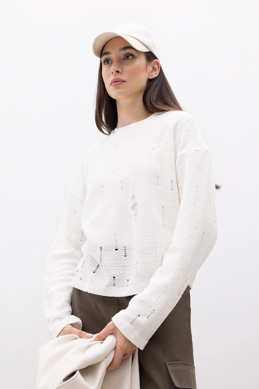 Woman Ecru Regular Fit Long Sleeve Tunic