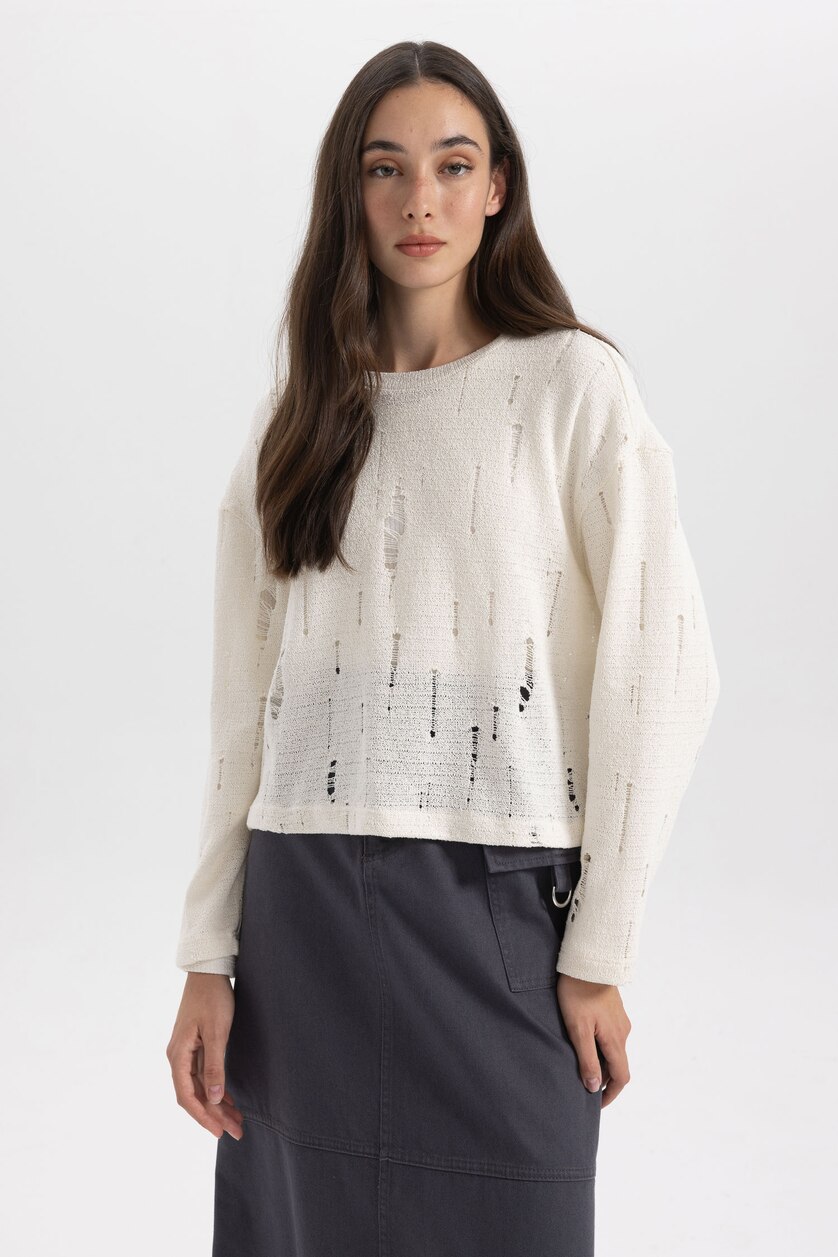 Woman Ecru Regular Fit Long Sleeve Tunic
