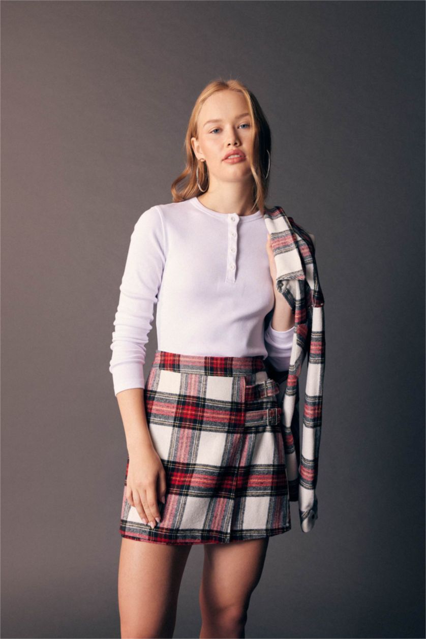 نساء اوف وايت تيشيرت ردن طويل سليم فيت