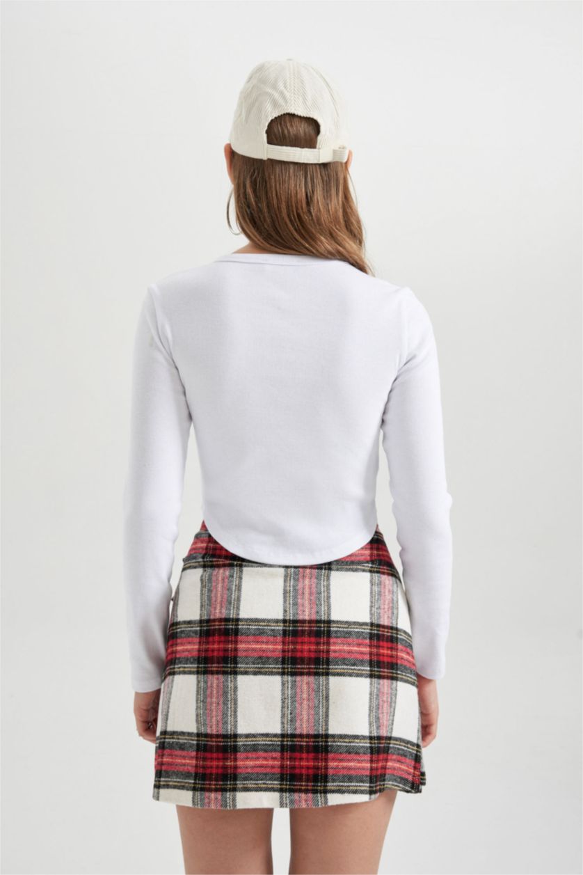 نساء اوف وايت تيشيرت ردن طويل سليم فيت