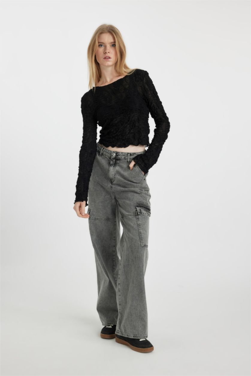 نساء أسود تيشيرت ردن طويل مضلع سليم فيت