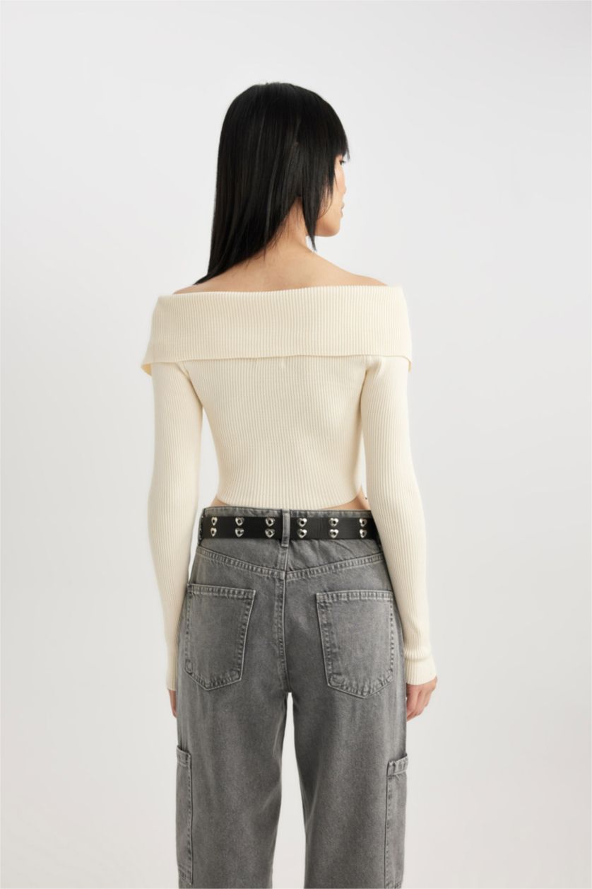 WOMAN Stone Slim Fit Strapless Knitwear Zip up Cardigan