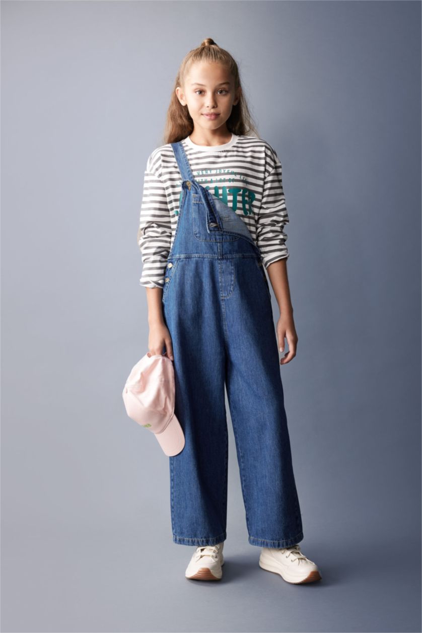 Kız Çocuk - Genç Kız Koyu Mavi Geniş Paça Pantolon Kız Çocuk