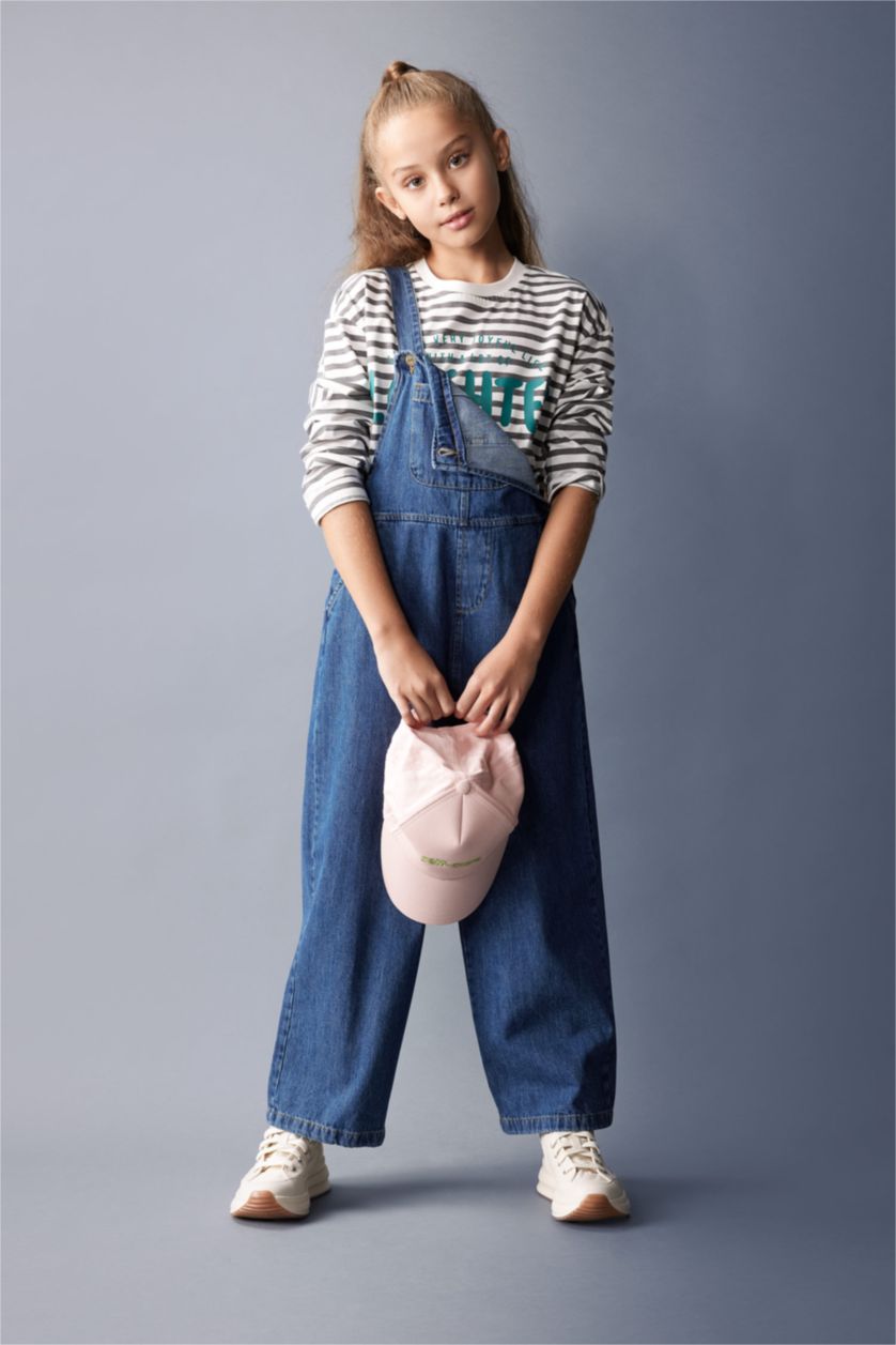 Kız Çocuk - Genç Kız Koyu Mavi Geniş Paça Pantolon Kız Çocuk