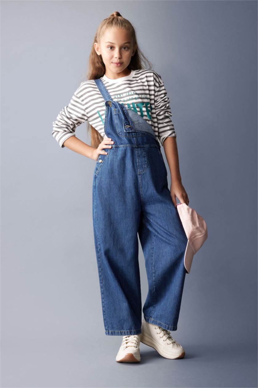 Kız Çocuk - Genç Kız Koyu Mavi Geniş Paça Pantolon Kız Çocuk