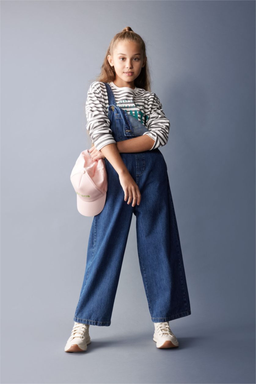 Kız Çocuk - Genç Kız Koyu Mavi Geniş Paça Pantolon Kız Çocuk