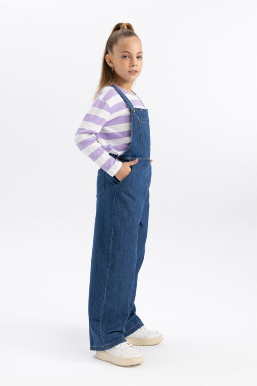 Kız Çocuk - Genç Kız Koyu Mavi Geniş Paça Pantolon Kız Çocuk