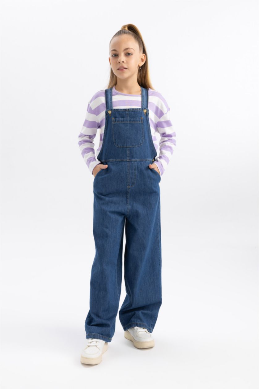 Kız Çocuk - Genç Kız Koyu Mavi Geniş Paça Pantolon Kız Çocuk